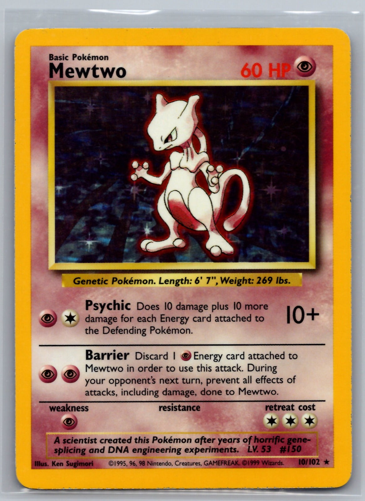 Mewtwo Holo Rare Base Set 010/102 LP