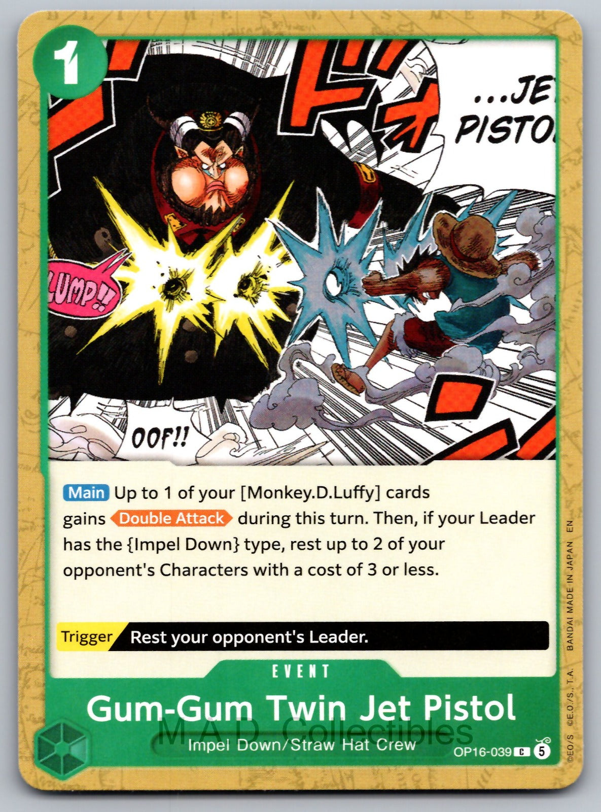 Gum-Gum Twin Jet Pistol C The Time of Battle OP16-039 NM