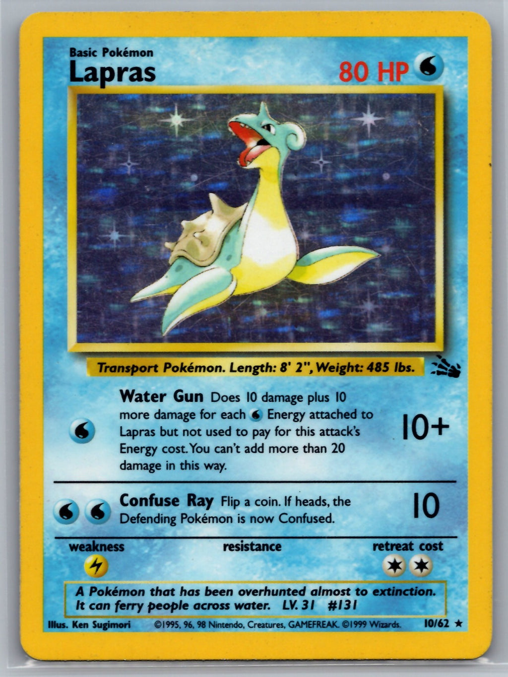 Lapras (10) Unlimited Holo Holo Rare Fossil 10/62 LP