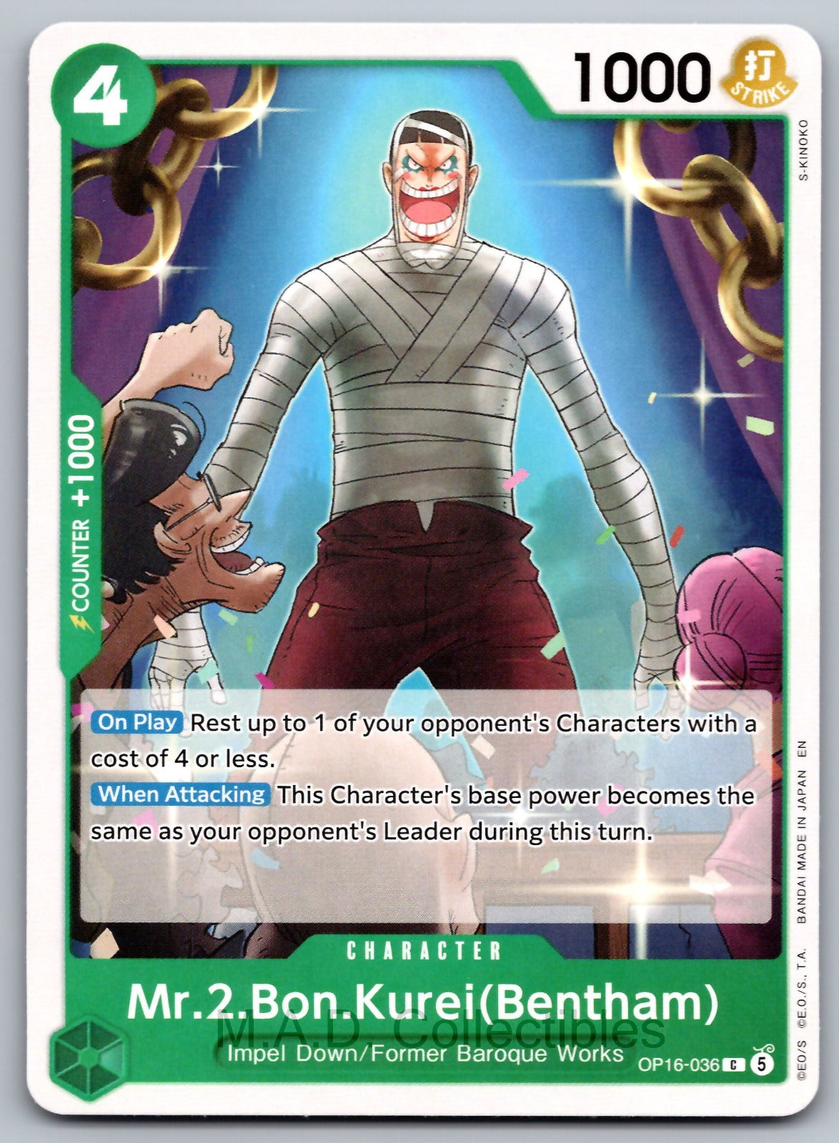 Mr.2.Bon.Kurei(Bentham) (036) C The Time of Battle OP16-036 NM