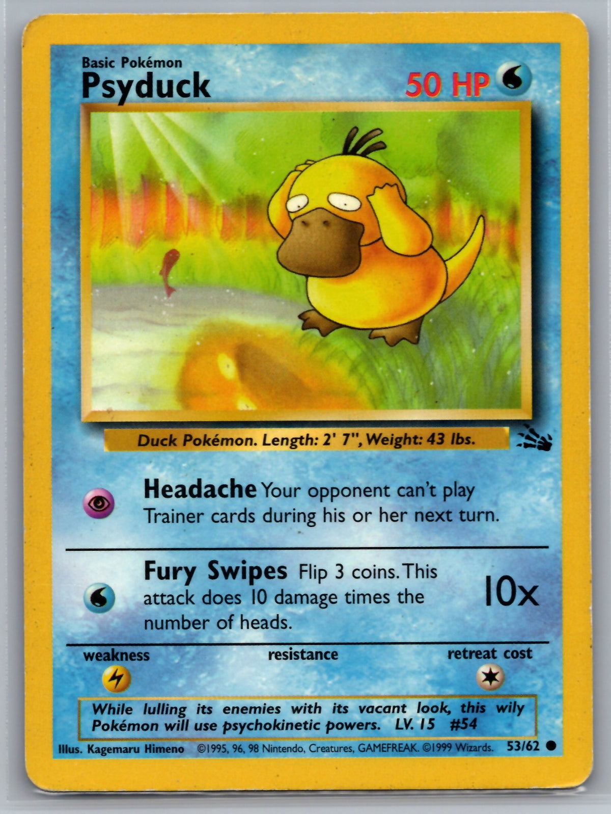 Psyduck Unlimited Common Fossil 53/62 NM